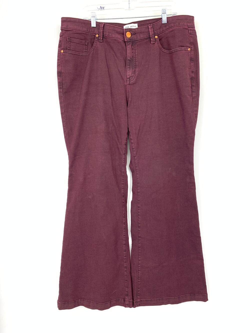 Lane Bryant Signature Fit Mid Rise Flare Leg Jeans Sz 18 Flex Magic Waist Maroon